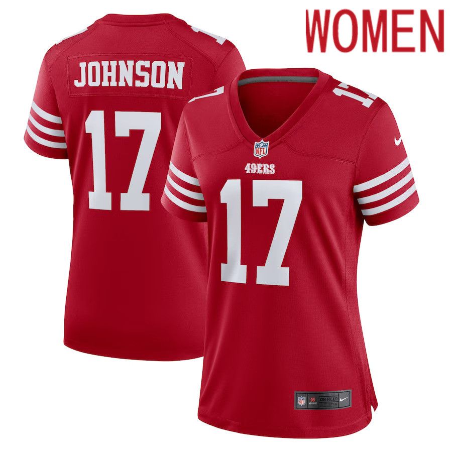 Women San Francisco 49ers #17 Josh Johnson Nike Scarlet Home Game Player NFL Jersey